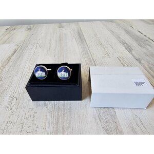 White House crocheted cuff link new silver blue historical association president